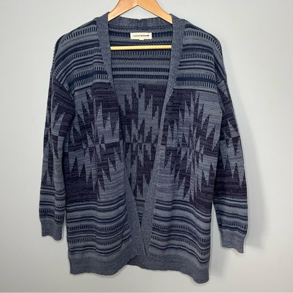 Lucky Brand Southwestern Geometric Heritage Print Cardigan Sweater Size Small - Picture 2 of 16